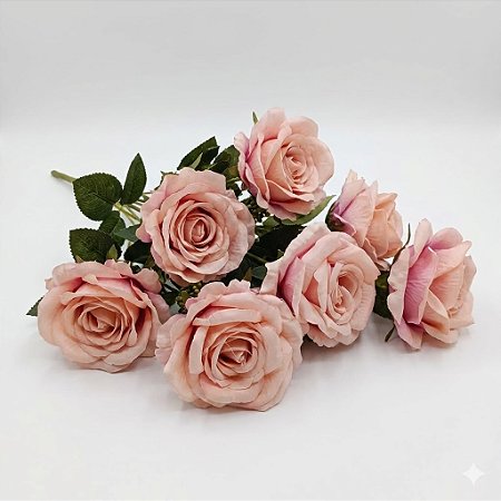 BUQUÊ DE ROSAS ARTIFICIAIS IMPERIAL ROSA X7 30CM 130744