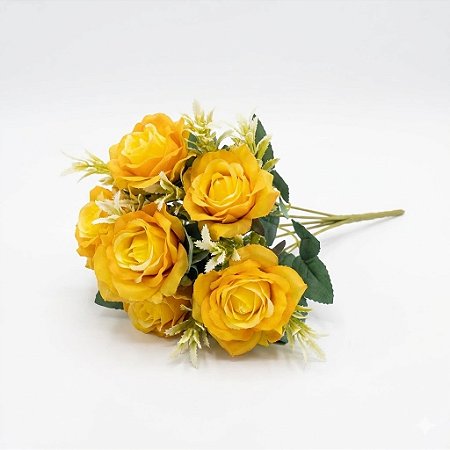BUQUE DE ROSA AMARELO 25CM X6 130745