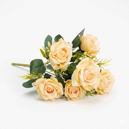 BUQUÊ DE ROSAS ARTIFICIAIS SALMÃO 25CM X6 130747