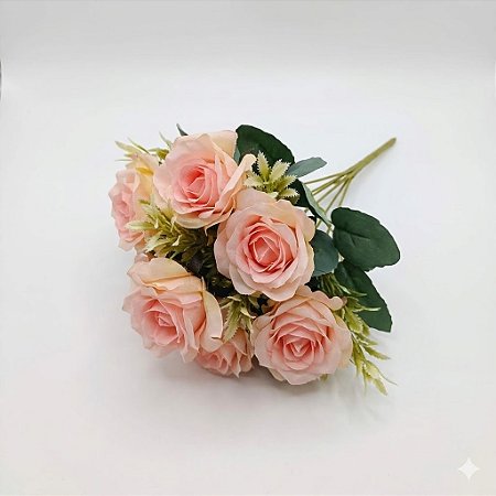 BUQUE DE ROSA FLOR ARTIFICIAL X6 25CM ROSA 130748