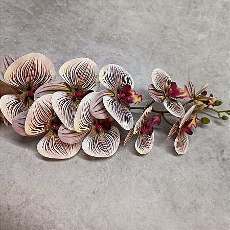 HASTE ORQUIDEA 3D GRANDE X9 - BRANCO C/ VINHO