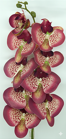 HASTE ORQUÍDEA 3D GRANDE X9 ROSA C/ MARSALA 105CM 130825