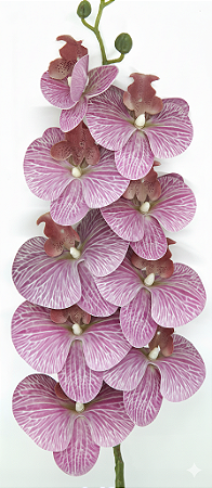 HASTE ORQUÍDEA 3D GRANDE X9 ROSA C/ LILAS 105CM 130826