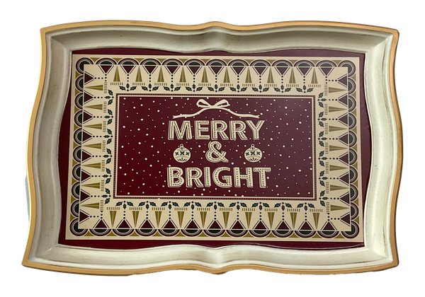 BANDEJA NATALINA ESTAMPADA MERRY & BRIGHT 34X24X1,5CM 130807