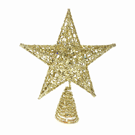 PONTEIRA ESTRELA TRICÔ DOURADA 15CM PARA ÁRVORE DE NATAL