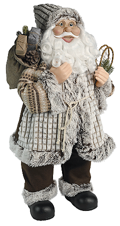 PAPAI NOEL COM PRESENTES 60CM MARROM/OFF WHITE