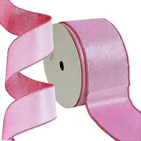 FITA NATALINA ARAMADA 6,3CM X 9,14M VELUDO DUPLA FACE ROSA