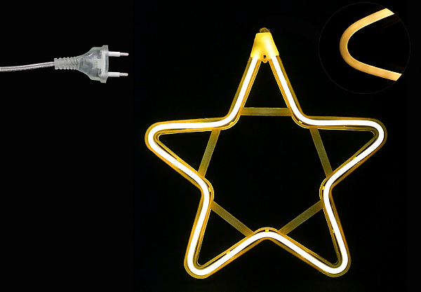 ESTRELA ILUMINADA NEON USB BRANCO QUENTE PARA DECORAÇÃO DE NATAL