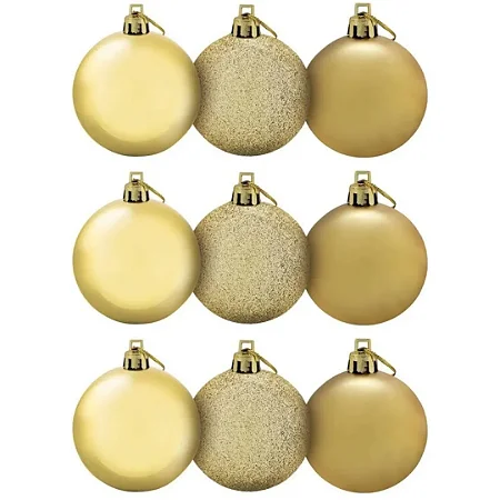KIT BOLA DE NATAL DOURADA 6CM COM 9 UNIDADES
