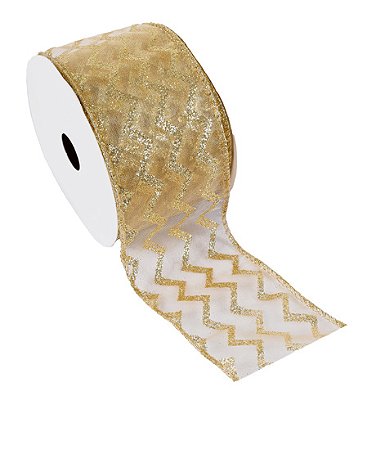 FITA ARAMADA DECORADA DOURADA 6,3CM X 9,14M 130458