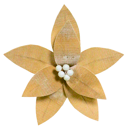 FLOR NATALINA 30CM 8 PÉTALAS BEGE PARA DECORAÇÃO DE NATAL 130929