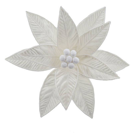 FLOR NATALINA POINSÉTIA BRANCO ICE 27CM CABO 30CM 130918