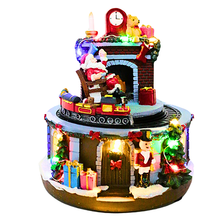 CENA NATALINA RELÓGIO 17CM ILUMINADA ANIMADA E MUSICAL 130601