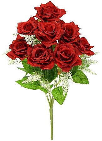 BUQUÊ DE ROSAS ARTIFICIAIS X9 47CM