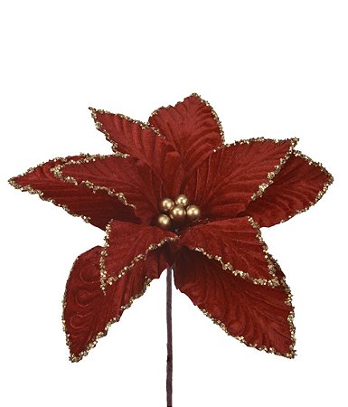 FLOR NATALINA POINSETTIA 20CM VERMELHO DOURADO