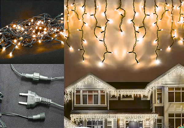 CASCATA ESTROBO 6M X 60CM 250 LEDS 100% FLASH BRANCO QUENTE 110V