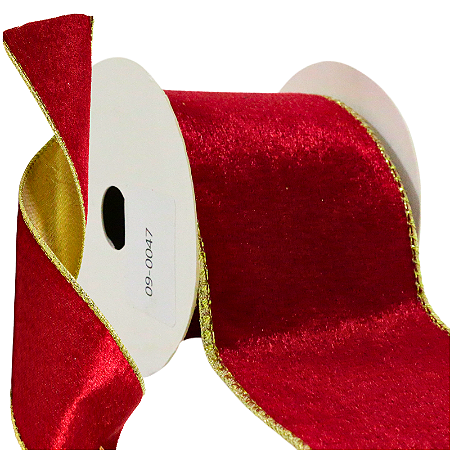 FITA NATALINA ARAMADA 6CM X 9,14M VELUDO VERMELHO 131031
