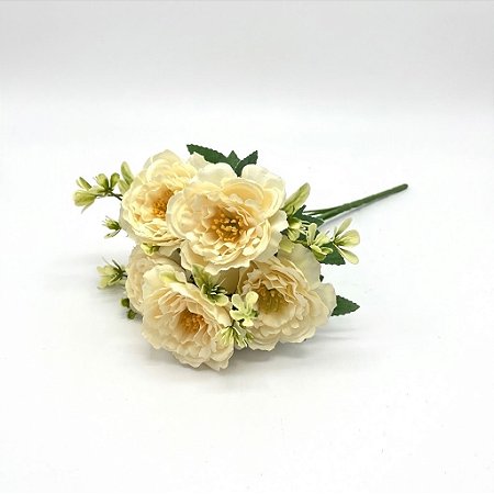 BUQUE FLOR ARTIFICIAL PEONIA X6 CREME 34CM 131097