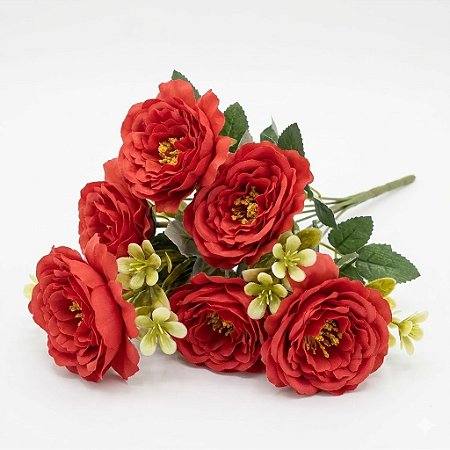 BUQUE PEONIA X6 VERMELHO 34CM 131087