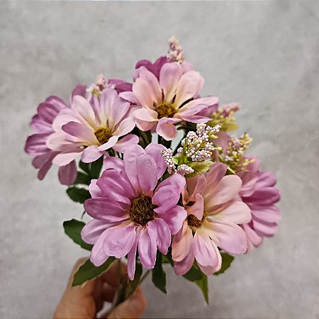 BUQUE MARGARIDA X6 LILÁS 35CM