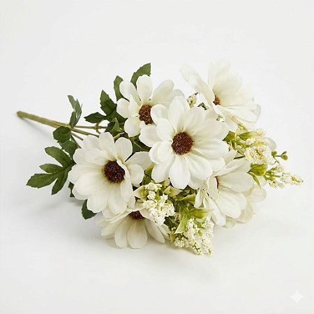 BUQUE MARGARIDA X6 BRANCA 35CM 131083