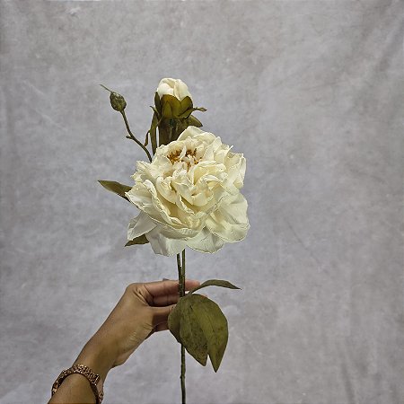 Galho Peonia Outonada 70CM- Creme