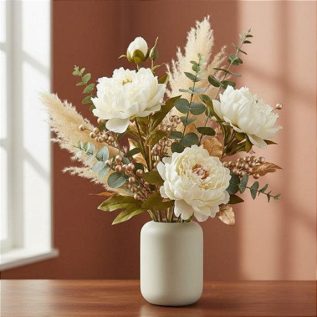 GALHO PEONIA OUTONADA 70CM CREME 131215