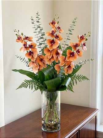 ORQUIDEA SILICONE TOQUE REAL LARANJA X9 105CM 12941L