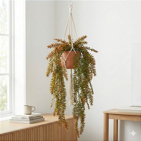 PENDENTE HUPERZIA ARTIFICIAL LUXO VERDE OUTONADO EM SILICONE 100CM 131409