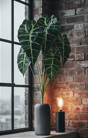 PLANTA ALOCASIA AMAZÔNICA LUXO ARTIFICIAL VERDE ESCURO X7 57CM 131371