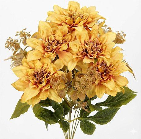 BUQUÊ DALIA OUTONADA X10 48CM - AMARELO 131007