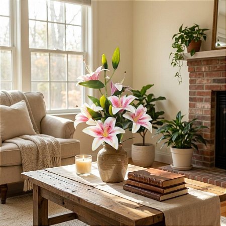 BUQUÊ DE LÍRIO X6 64CM ROSA 131257