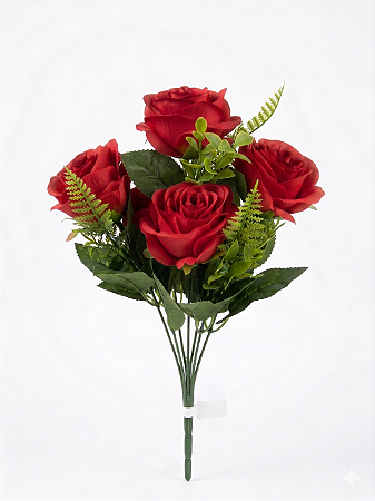 BUQUE DE ROSA X5 VERMELHO 40CM-131757