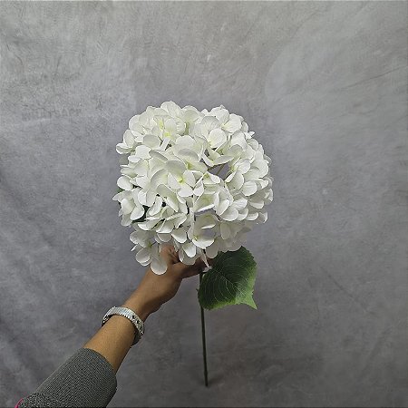 HASTE DE HORTENSIA  BRANCO COM FOLHAS 75CM-132132
