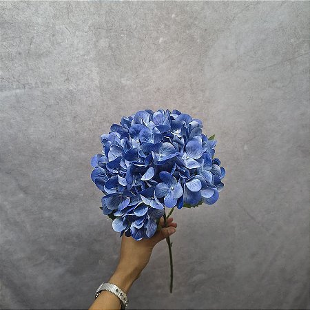 HASTE DE HORTENSIA AZUL ESCURO COM FOLHAS 75CM-132131