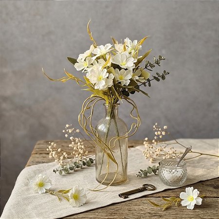 MINI BUQUE FLOR CAMPO X15 BRANCO 26CM 132089