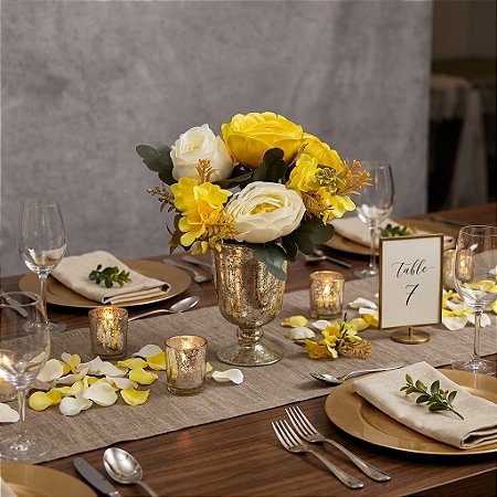 BUQUE DE PEONA  C/HORTENSIA X6 AMARELO C/CREME 32CM-132077