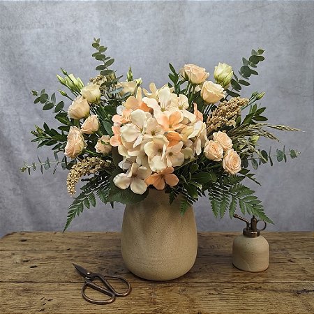 HASTE DE HORTENSIA COM FOLHAS ROSA 45CM 132143
