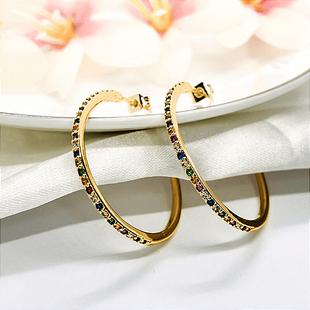 Argola Cravejada Colorida