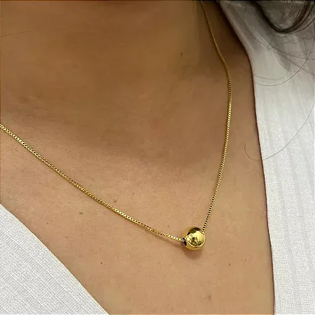 Colar Folheado Ouro 18k e Prata 925 Bolinha