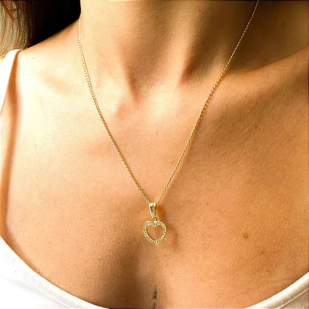 Colar Coração Com Zirconias
