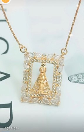 Colar Pingente Quadrado Nossa Senhora
