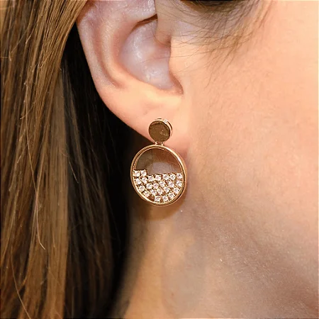 Brinco Pendente Círculo Com micro Zircônias