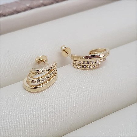 BRINCO ARGOLA TRIPLA CRAVEJADA