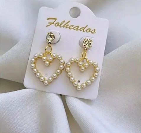 Brinco Coração Pérolas