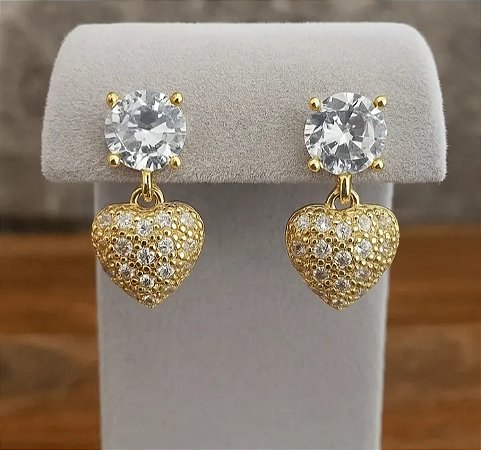 Brinco Coração Ponto de Luz