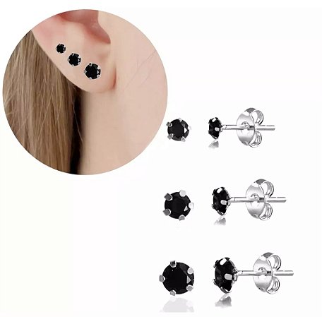 Trio de Brincos Ponto de Luz Onix