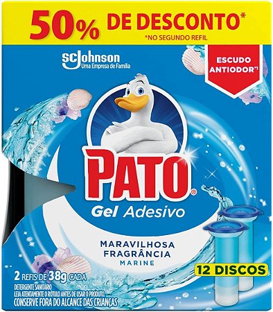 Pato Gel Adesivo 2 Refis 12 Discos Marine