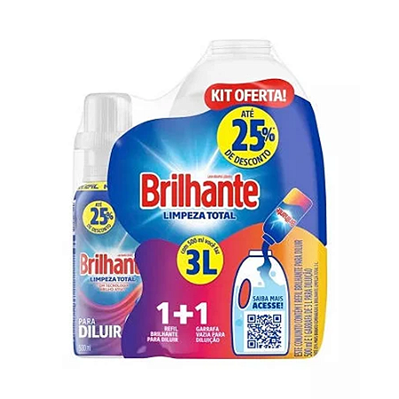 Kit BRILHANTE Lava-Roupas Líquido Concentrado Para Diluir