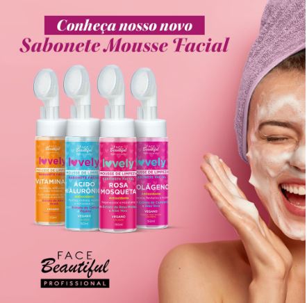 Mousse de Limpeza Sabonete Facial Lovely Face Beautiful